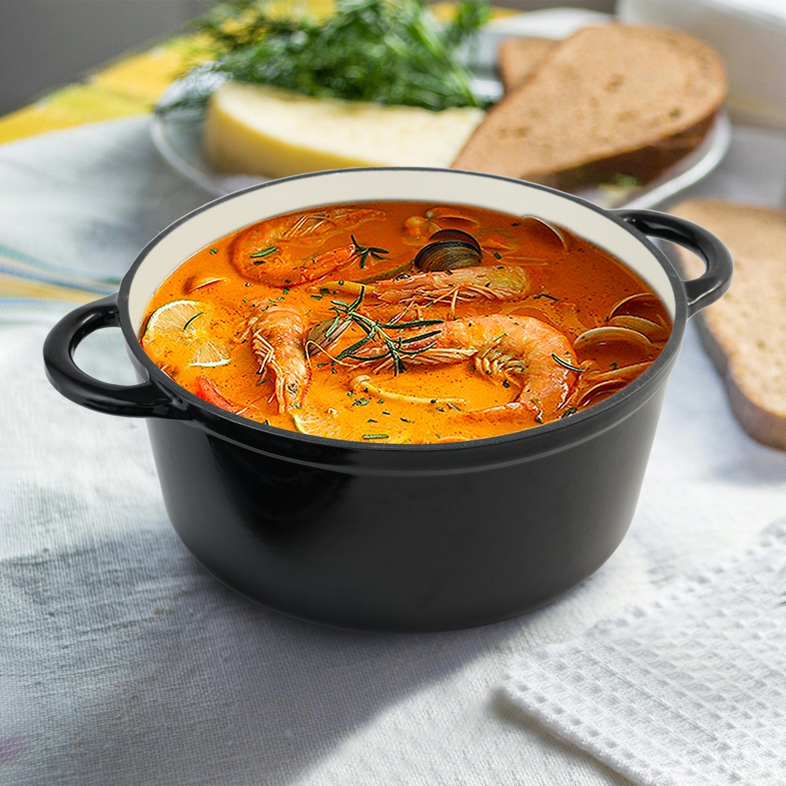 Enameled Cast Iron Dutch Oven – Large Capacity, Non-Stick, Oven Safe up to 500°F – Multi-Functional Cookware