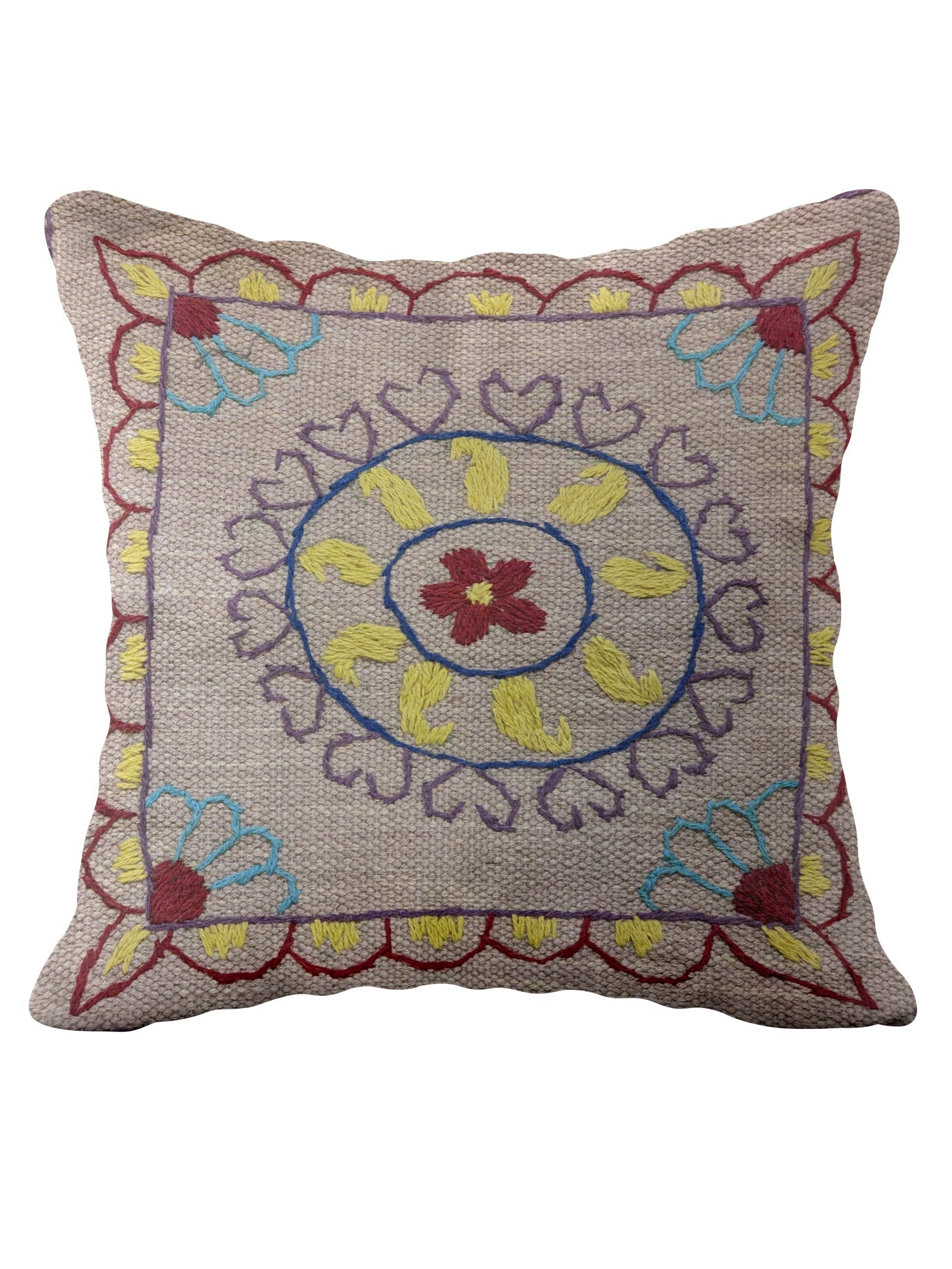 Suzani Hand Embroidered Cushion Cover - 45 x 45 cm