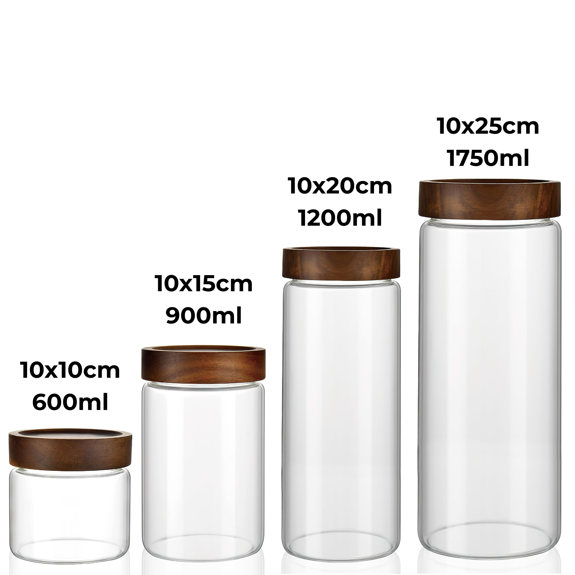 Acacia Screw On Glass Jar – 4 Sizes