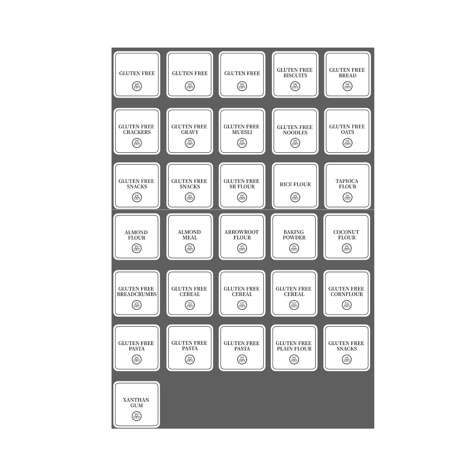 Gluten Free Pantry Labels – 31 Square Stickers