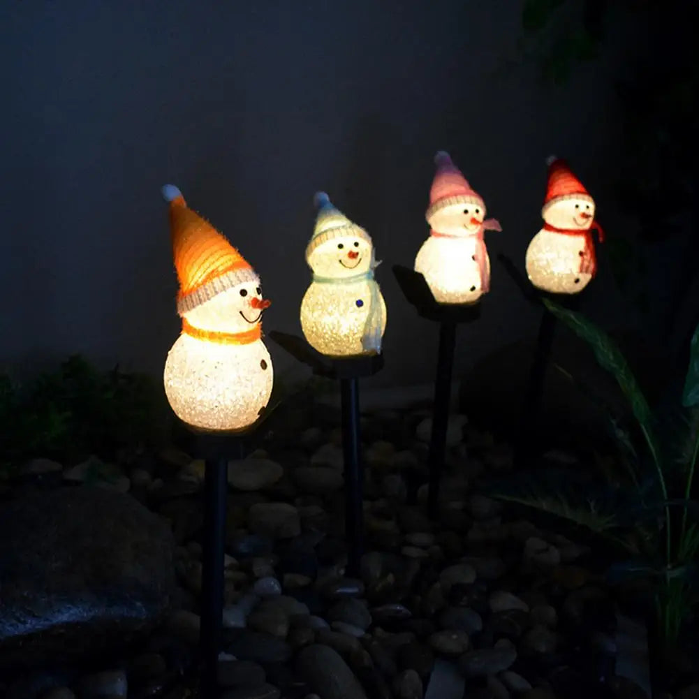 Snowman Solar Christmas Lights Outdoor Lawn Decorations