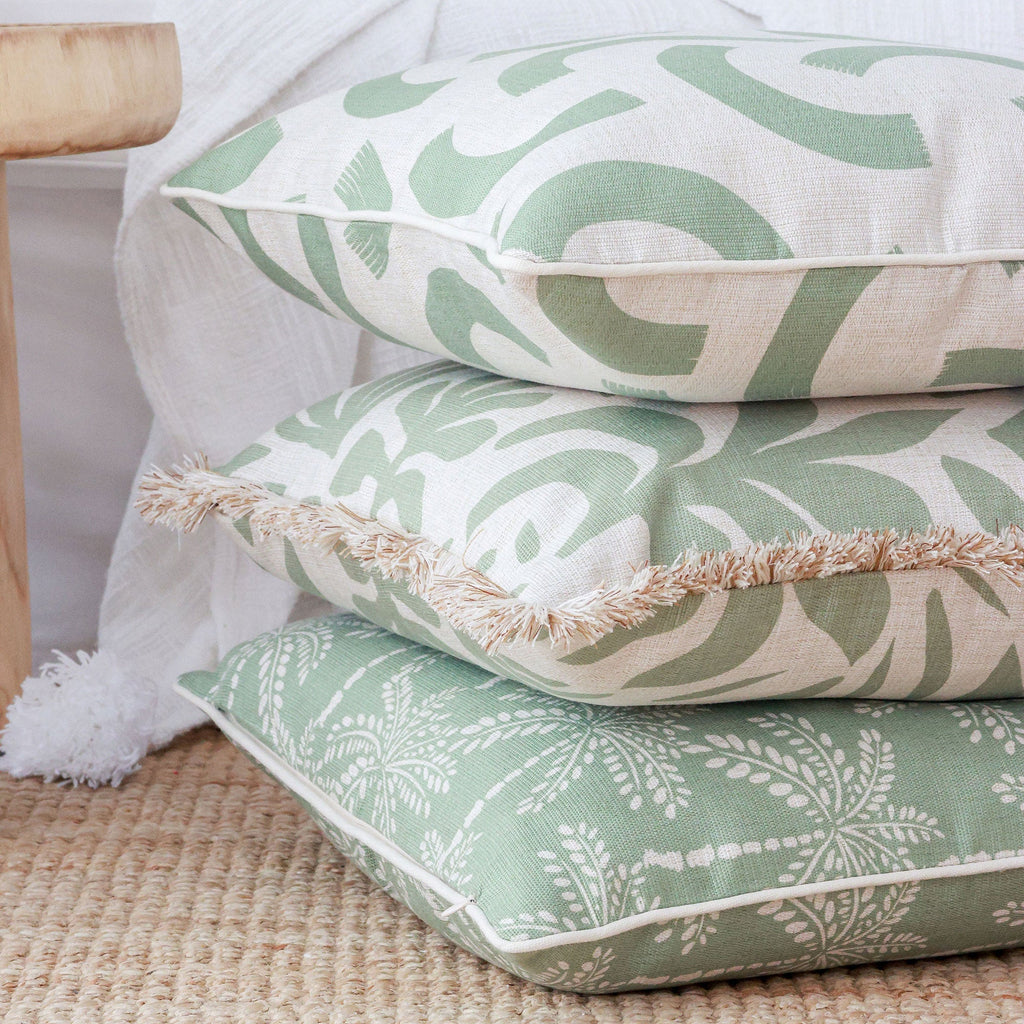 Cushion Cover-With Piping-Cabana Palms Sage-60cm x 60cm