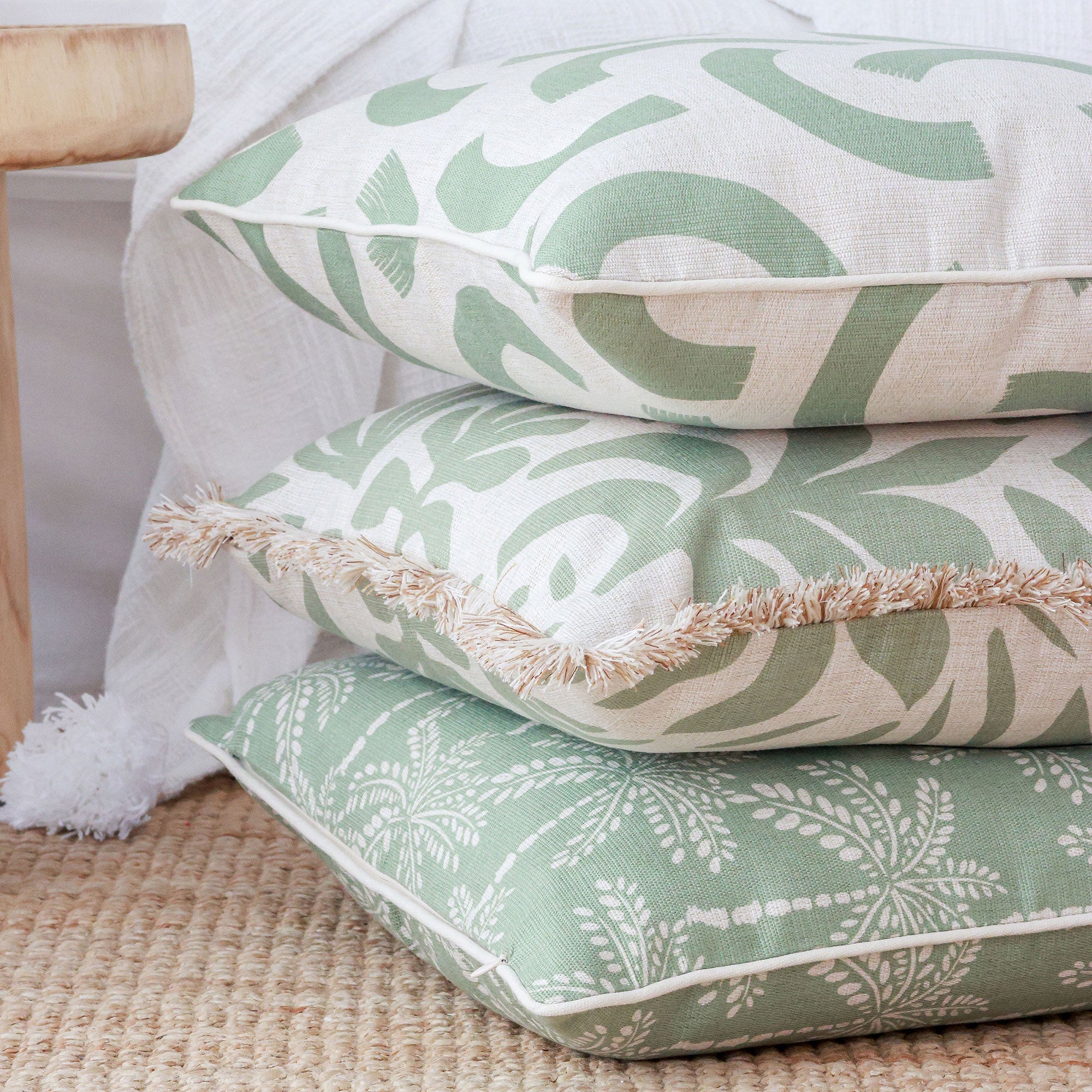 Cushion Cover-With Piping-Cabana Palms Sage-60cm x 60cm