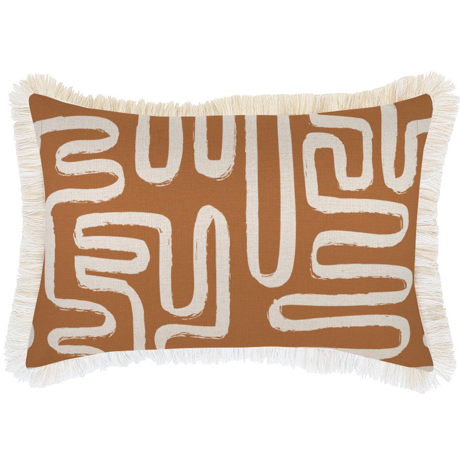 Cushion Cover-Coastal Fringe-Maze Rust-35cm x 50cm