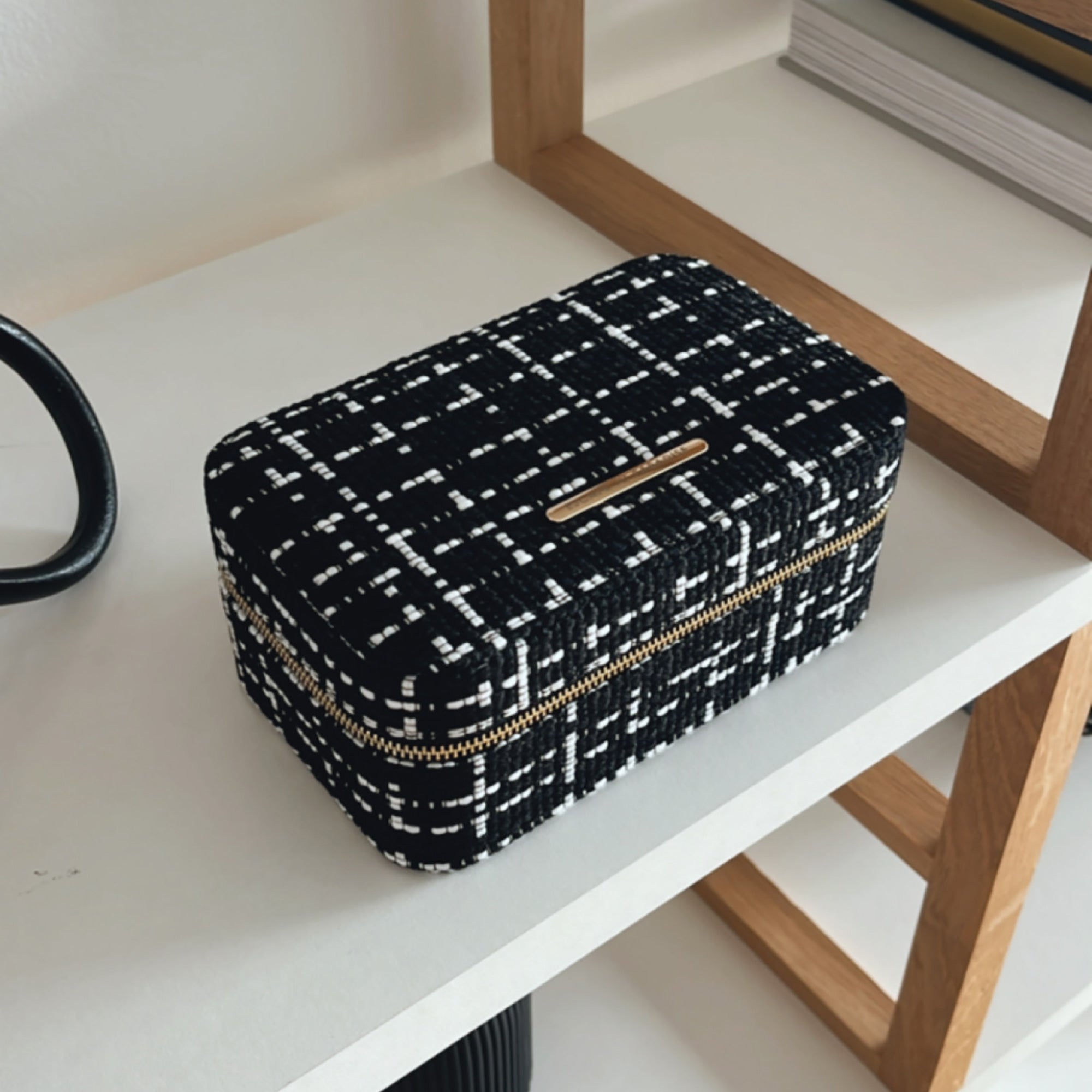 Large Tweed Jewellery Box-Black