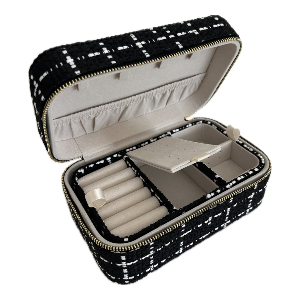 Large Tweed Jewellery Box-Black