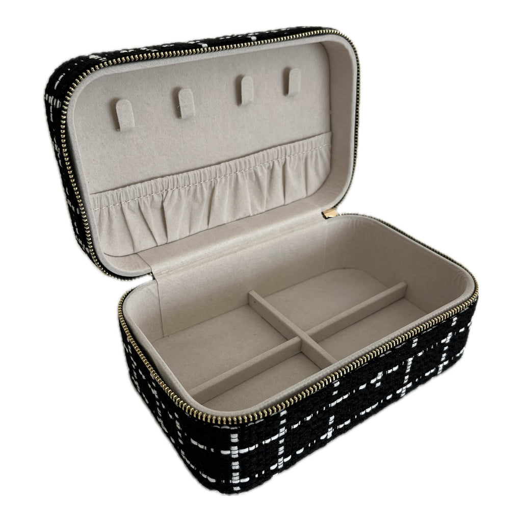 Large Tweed Jewellery Box-Black