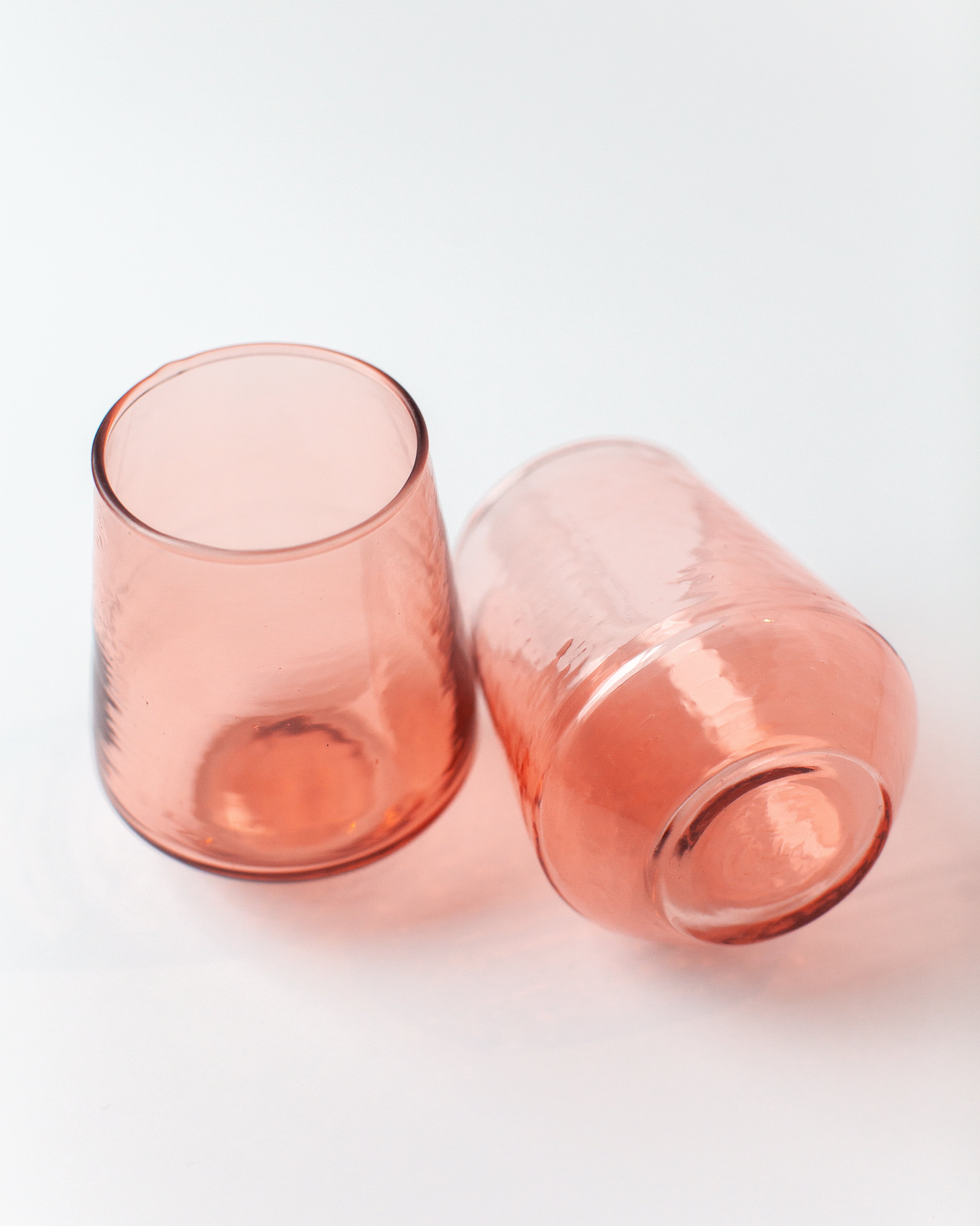 Pair of Hammered Glass Stemless Tumblers