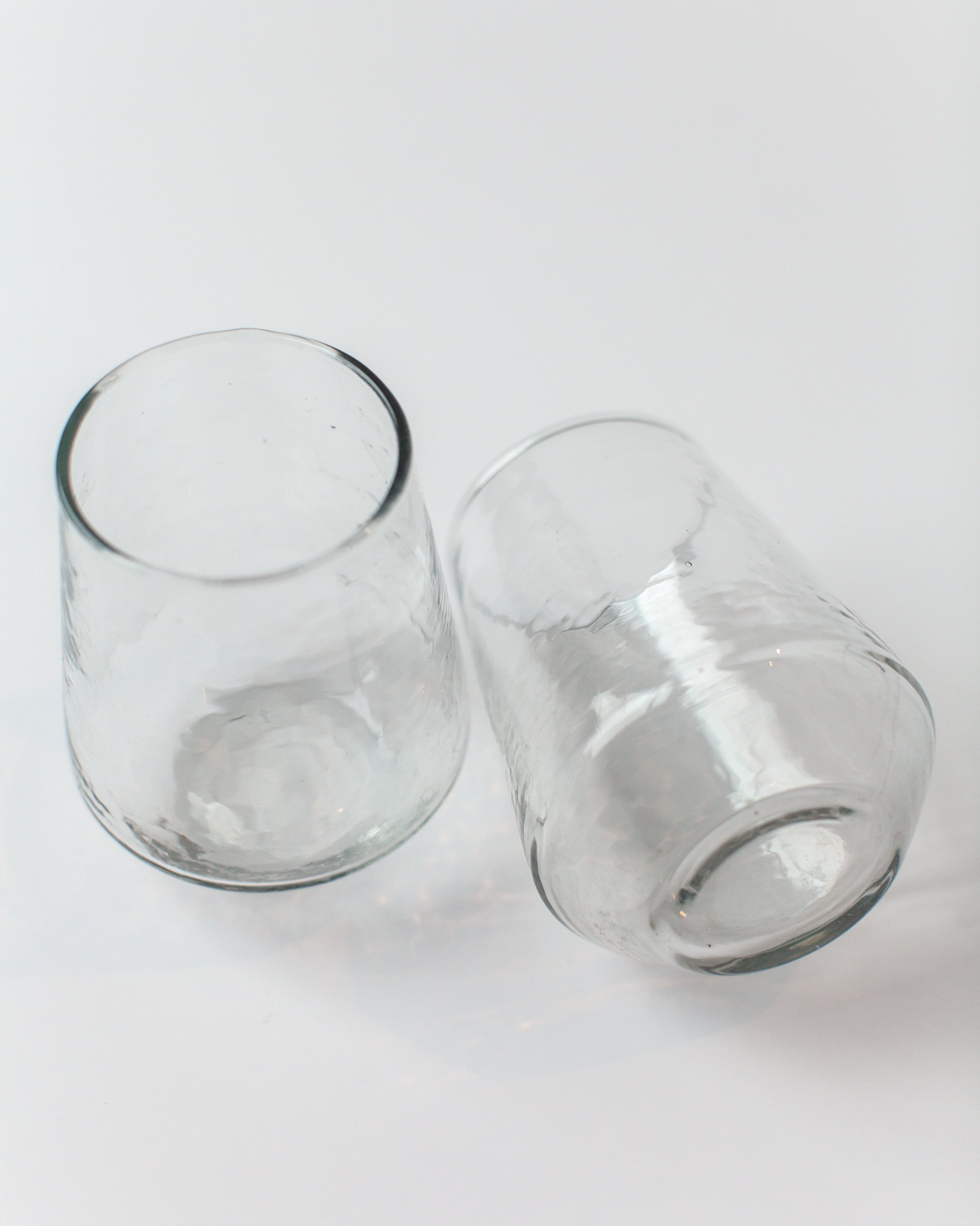 Pair of Hammered Glass Stemless Tumblers