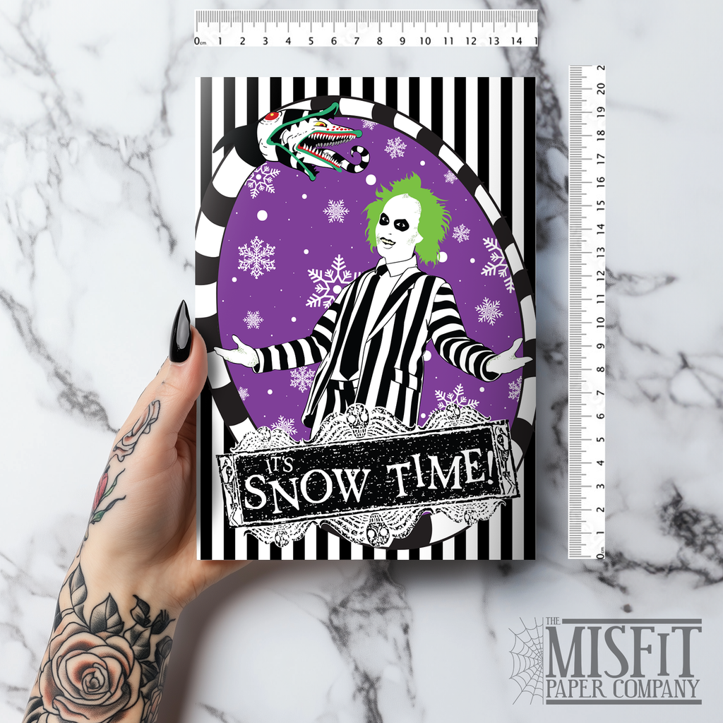 Snow Time Beetlejuice Holiday Card