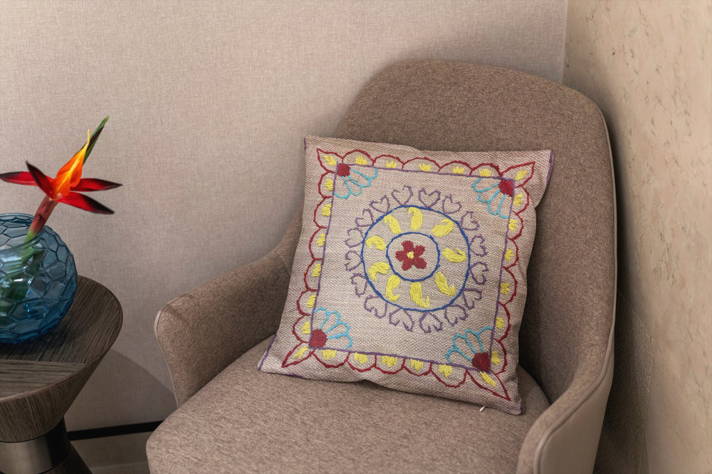 Suzani Hand Embroidered Cushion Cover - 45 x 45 cm