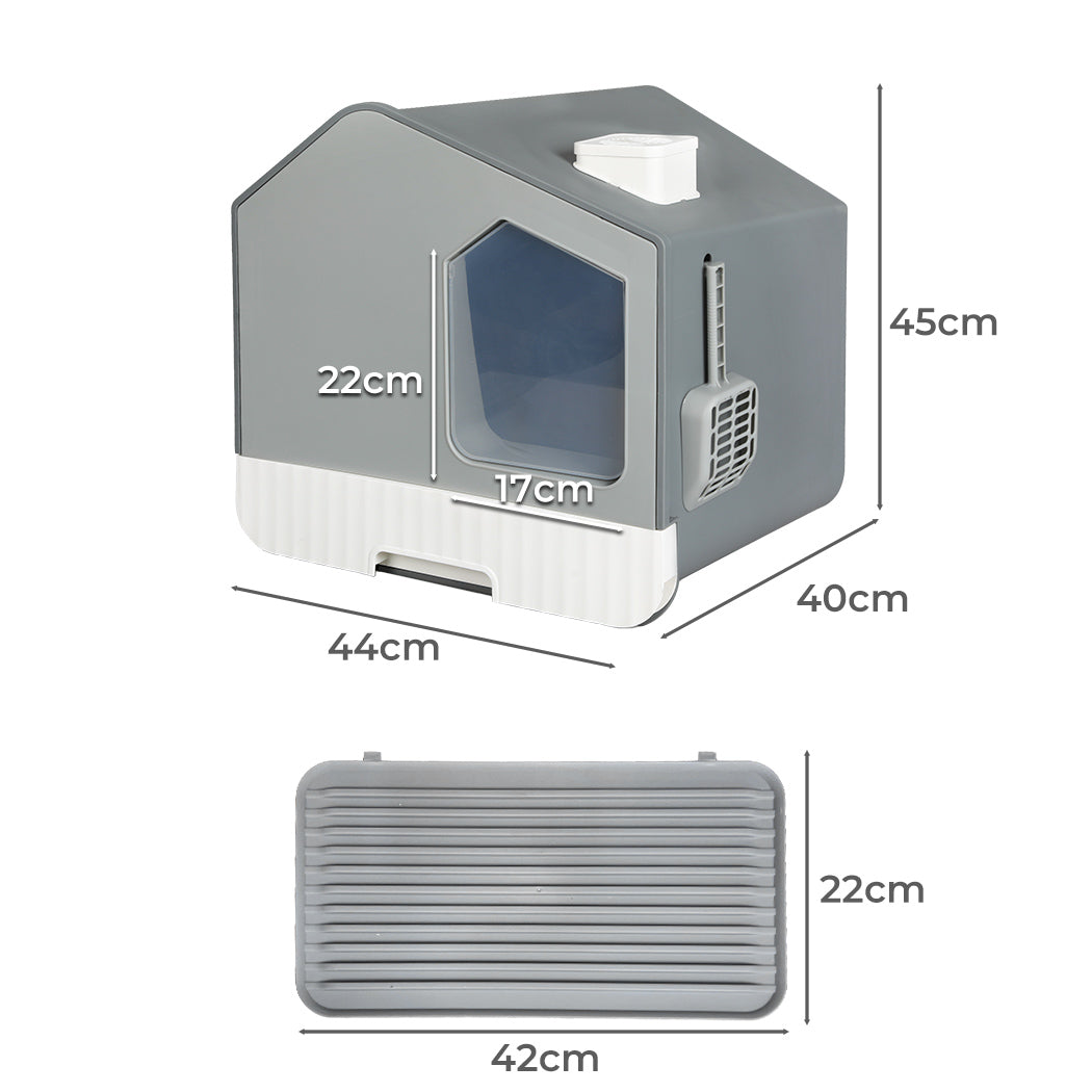 PaWz Fully Enclosed Cat Litter Box Mat Grey